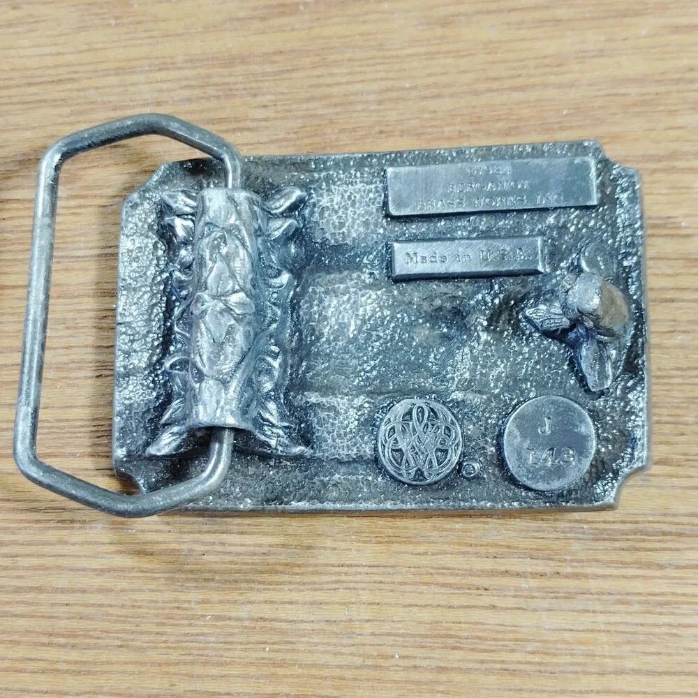 Bergamot Brass Works Belt Buckle Vintage Airplane Biplane Metal Flight Flying